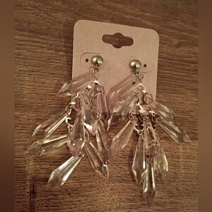 Vintage Vibe Clear Faceted Acrylic Cascade Drop Statement Earrings